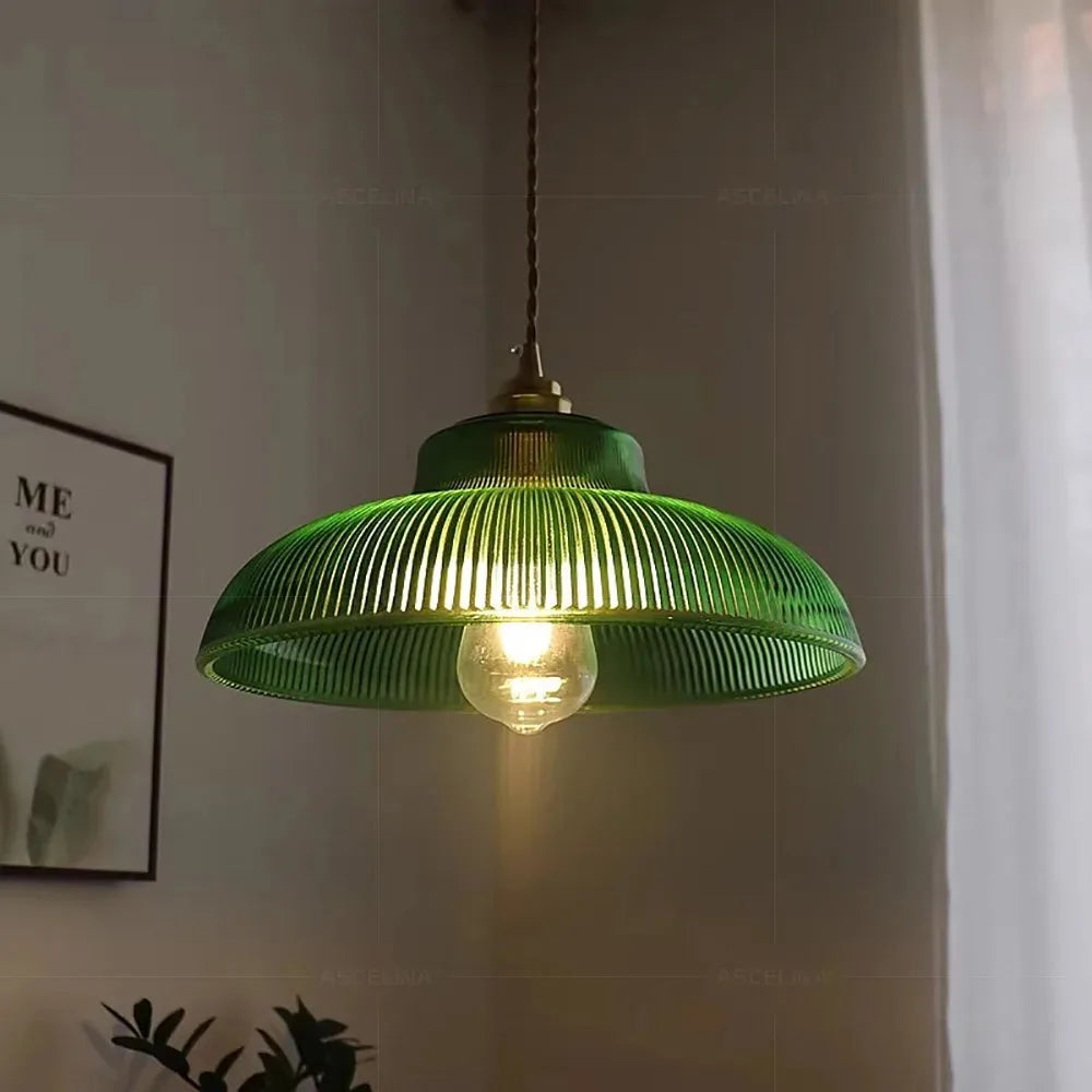 Suspension Vintage en Verre Vert