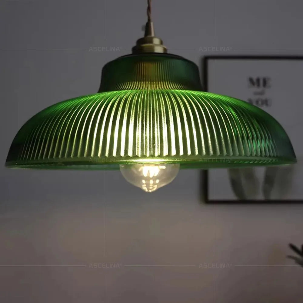 Suspension Vintage en Verre Vert