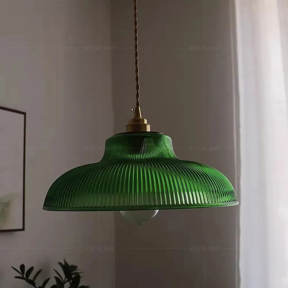 Suspension Vintage en Verre Vert