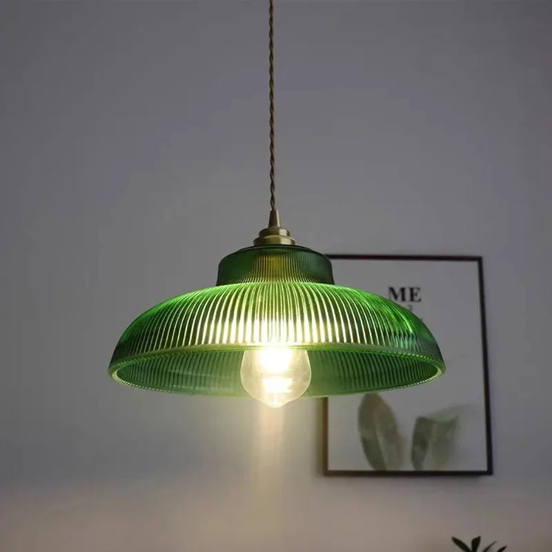 Suspension Vintage en Verre Vert