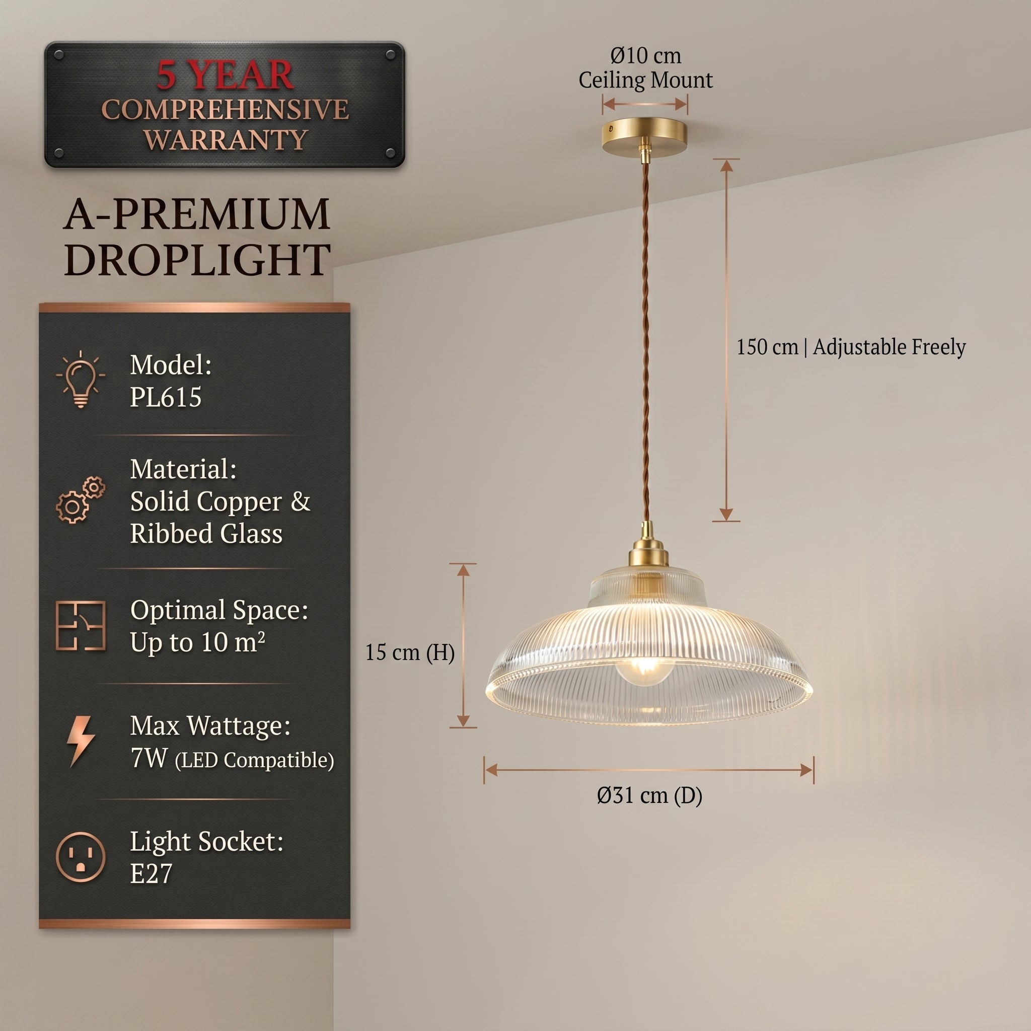 Suspension Vintage en Verre Vert
